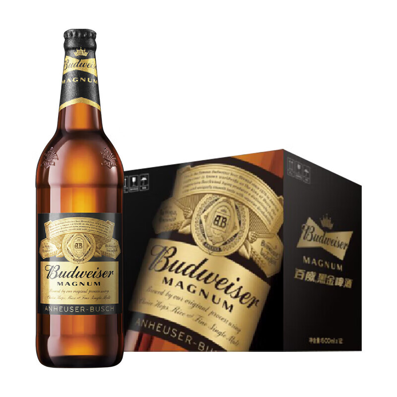 【百威】百威黑金啤酒（玻璃瓶）600ML*12瓶