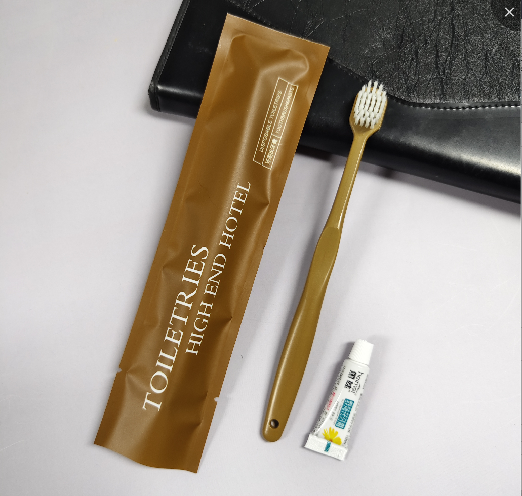 【套装-咖色】Y23一次性牙刷+黑妹牙膏【2000支/箱】