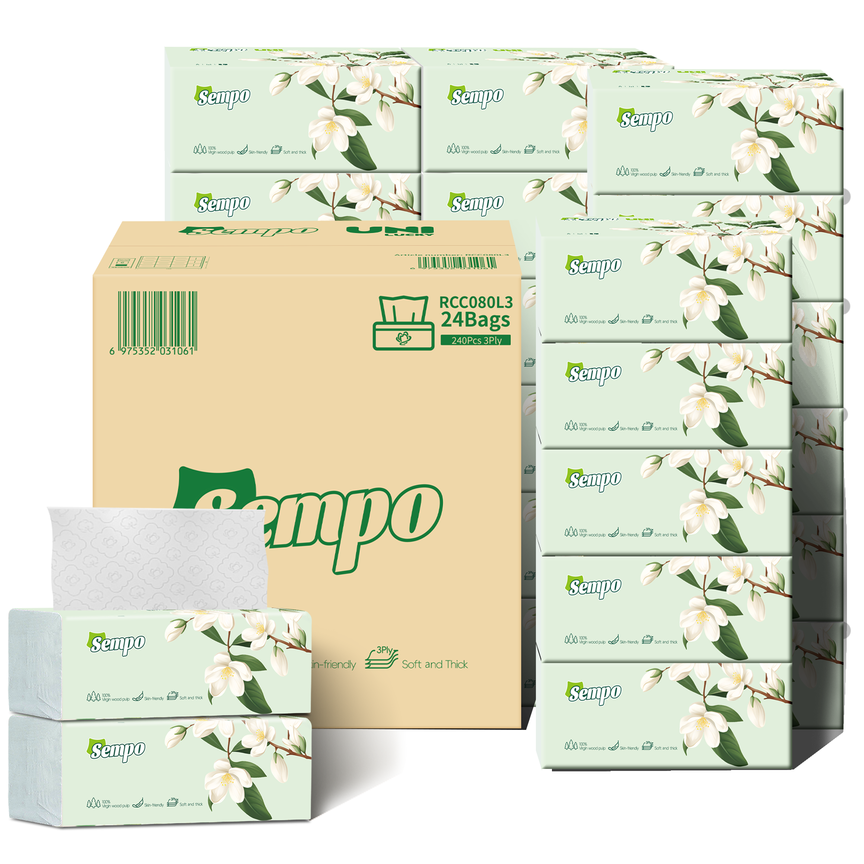 【森宝】抽纸3层（立体压花） 240张*24包/箱